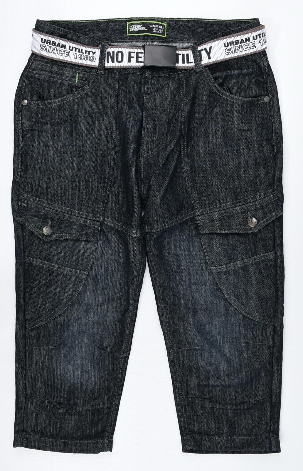 NO FEAR Men's Denim Shorts, Cargo Fit, Dark Blue Wash, size SMALL