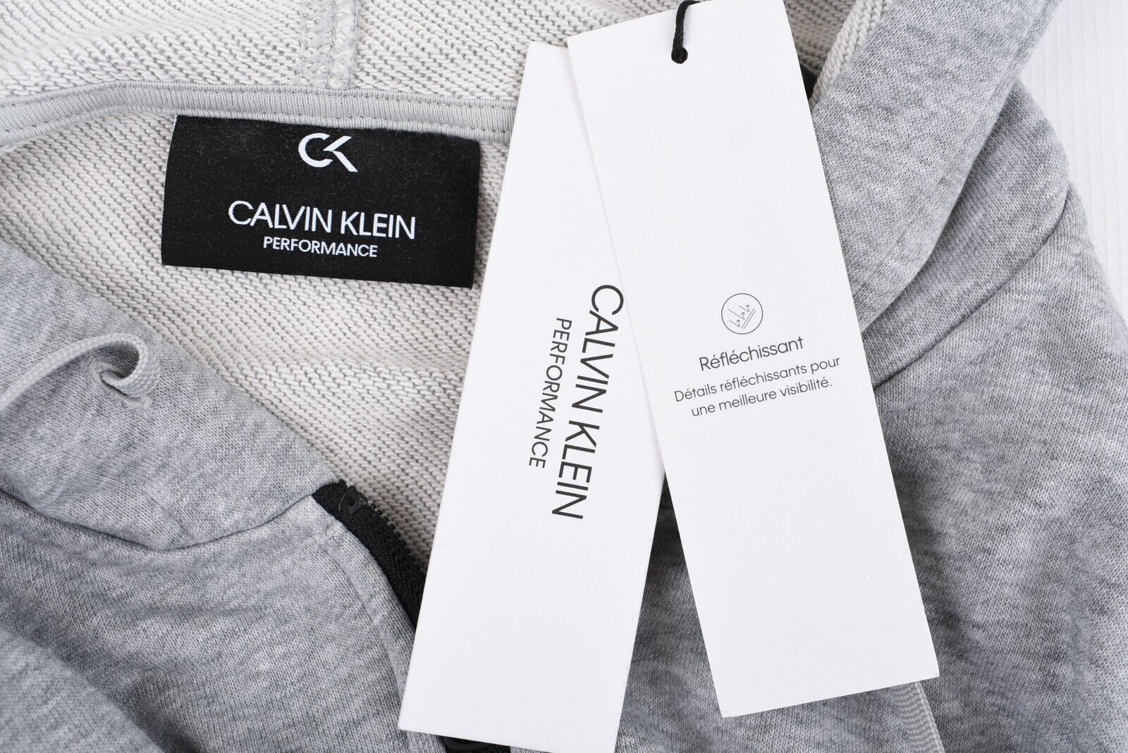 CALVIN KLEIN Performance Men's Full Zip Jacket, Hoodie Sweatshirt, Grey, size XL