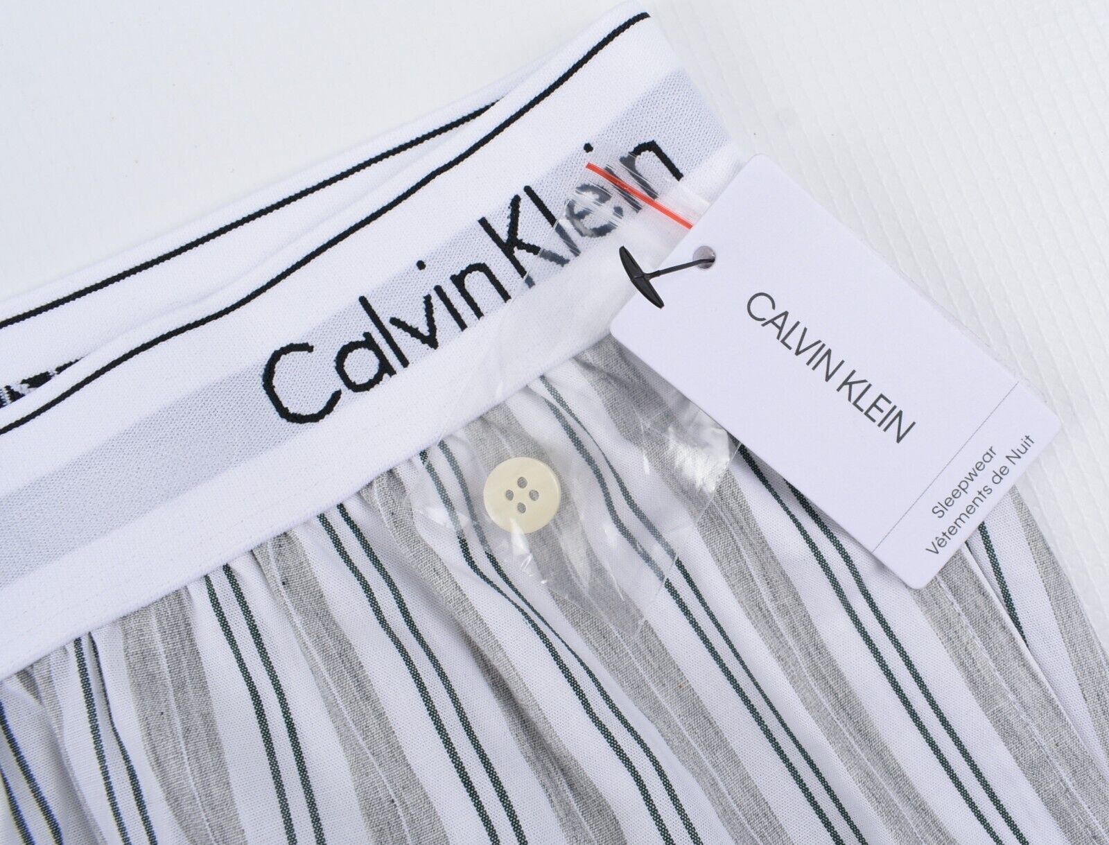 CALVIN KLEIN Women's Lounge Pants, Pyjama Bottoms, Grey Striped,  size S (UK 10)