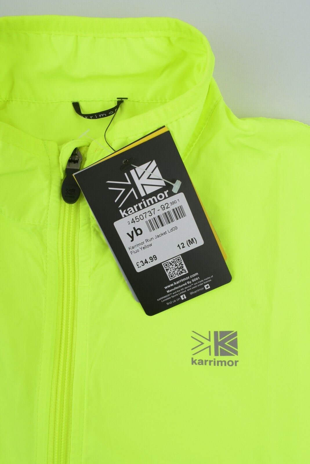 KARRIMOR Performance Women's Lightweight Running Jacket, Fluo Yellow size M (12)