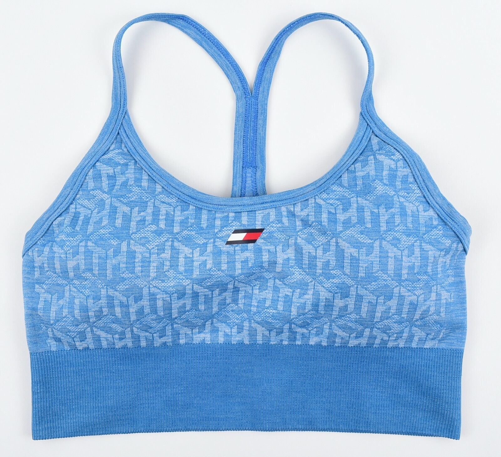 TOMMY HILFIGER Women's Low Intensity Seamless Sports Bra, Blue, size L /UK 14