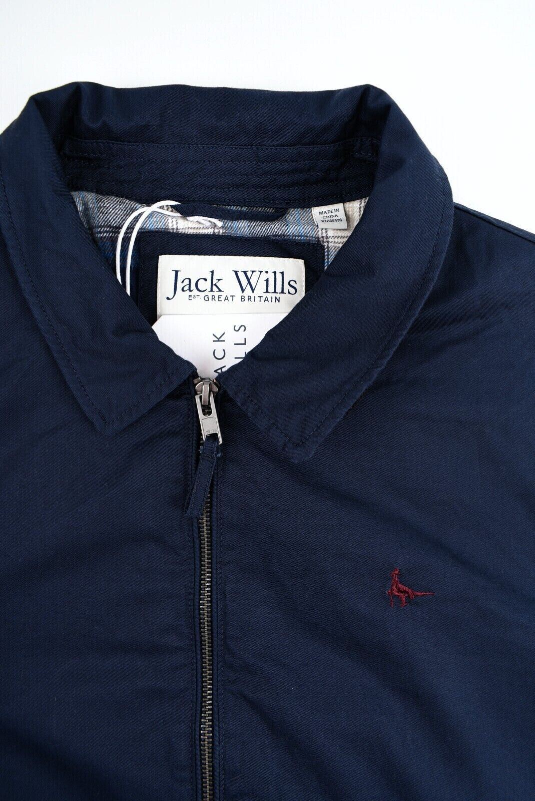 JACK WILLS Men's Harrington Zip Jacket, Navy Blue, size SMALL