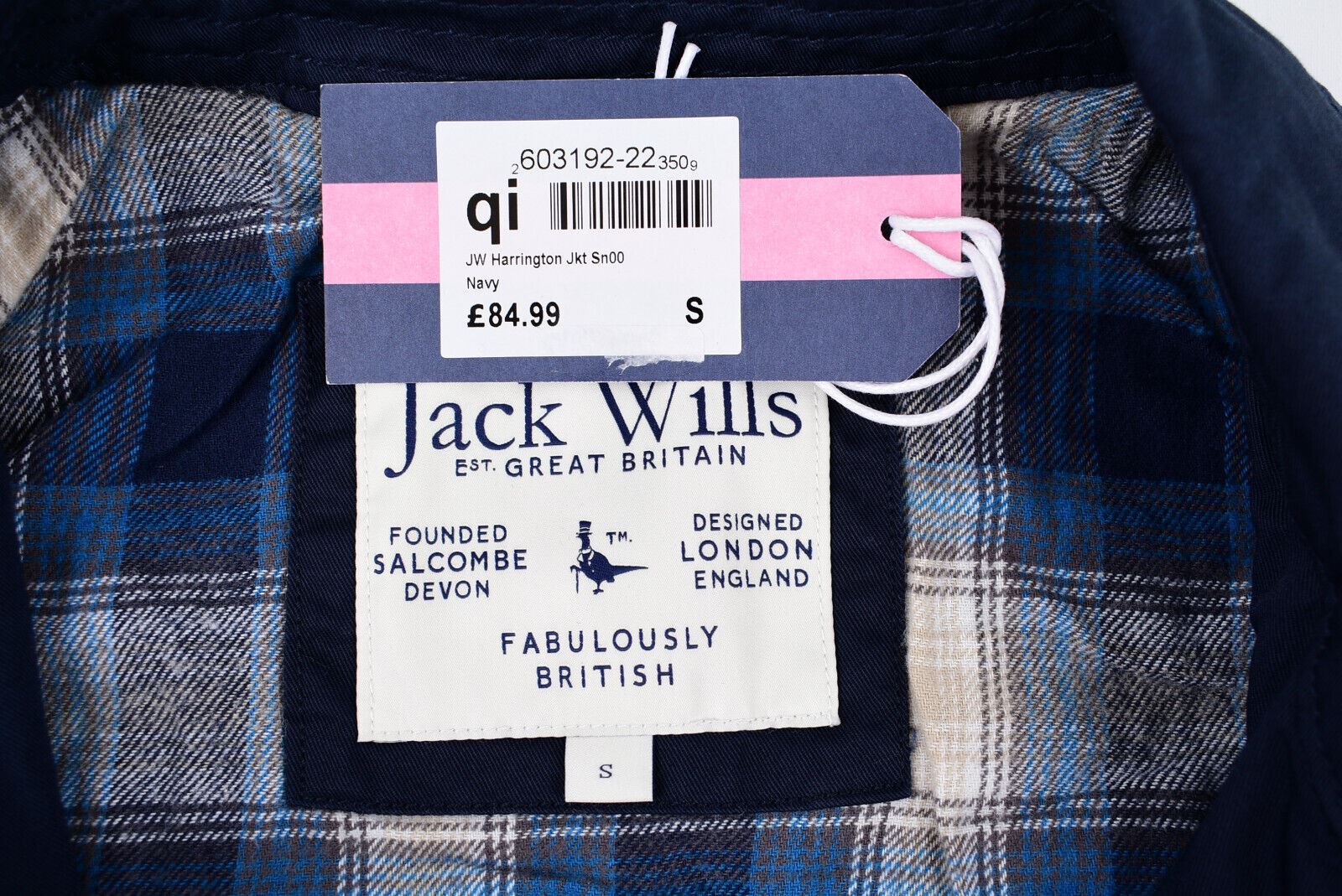 JACK WILLS Men's Harrington Zip Jacket, Navy Blue, size SMALL