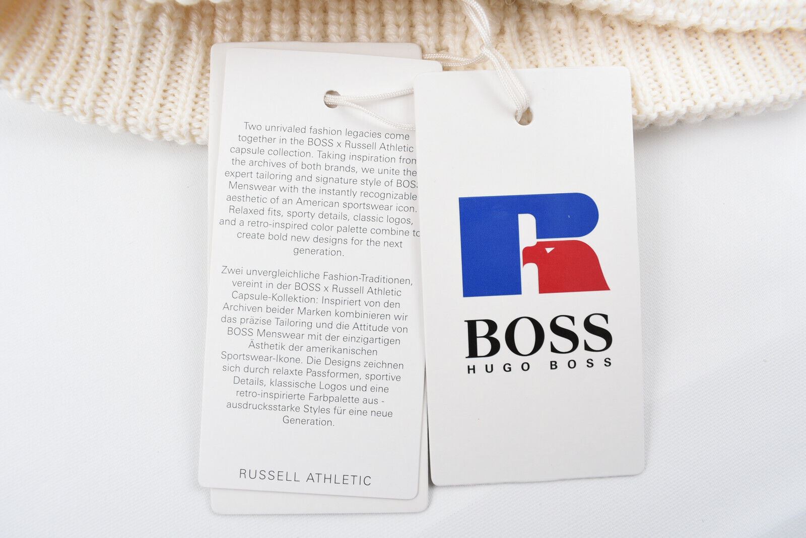 HUGO BOSS x RUSSELL ATHLETICS Women's Rib ZOGGIE Knit Beanie Hat, Off White