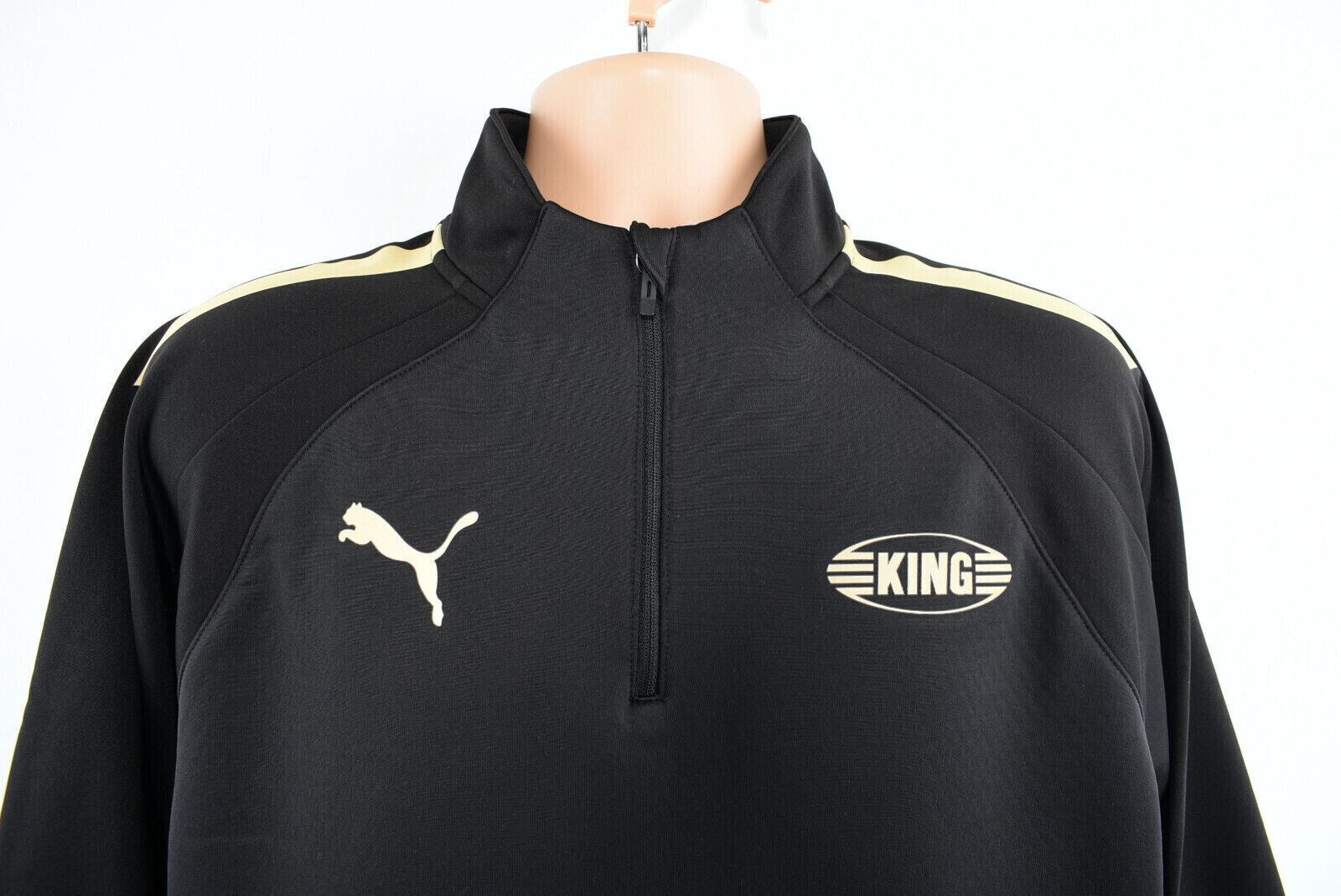 PUMA Men's KING WarmCell 1/2 Zip Sweatshirt, Black/Gold, size SMALL