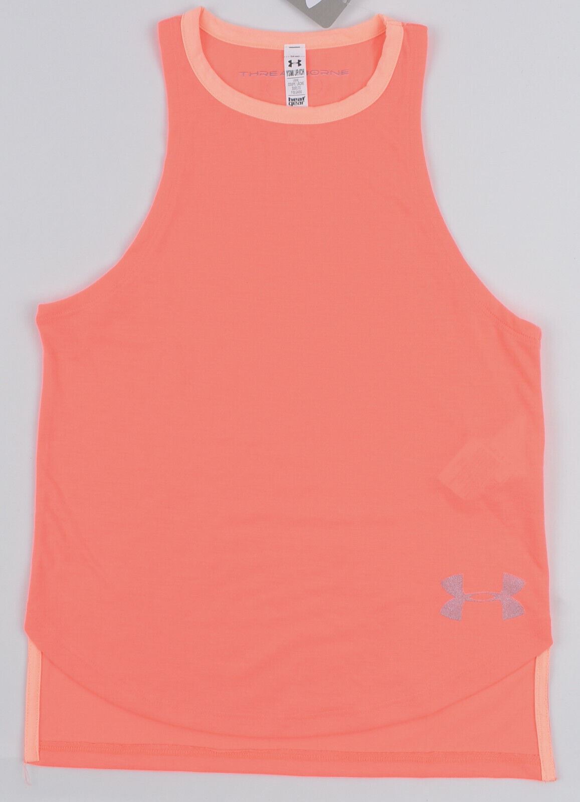 UNDER ARMOUR Girls' Threadborne Play Up Tank Top, Coral, size 7-8 years