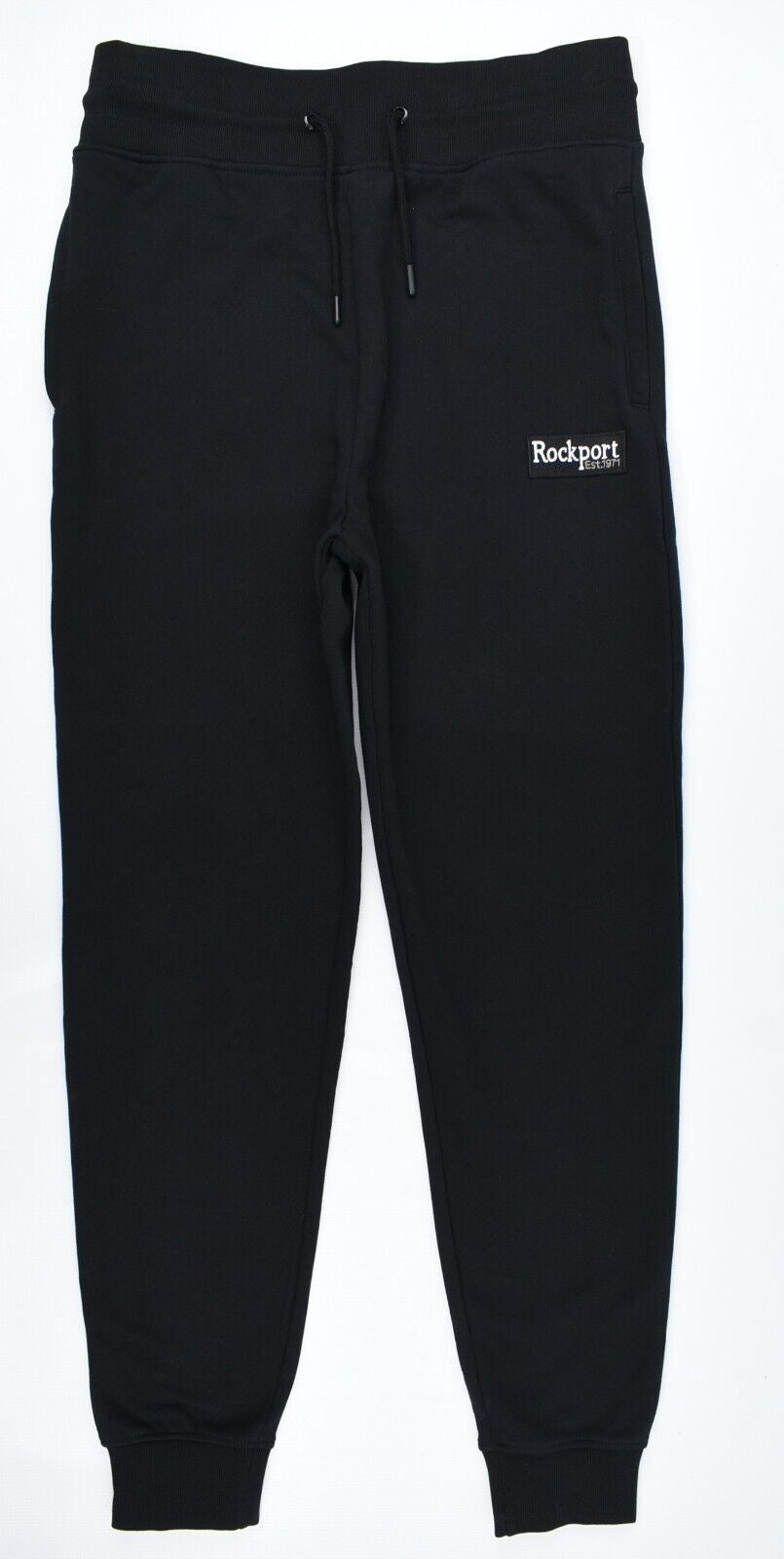 ROCKPORT Men's Cuffed Leg Joggers, 100% Cotton, Black, size LARGE