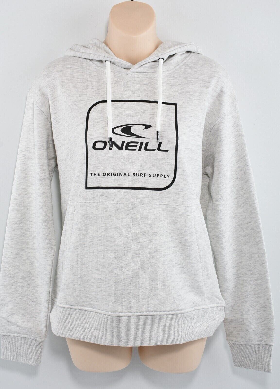 O'NEILL Women's CUBE Hoodie, Hooded Sweatshirt, White/Grey Melange, size L /14