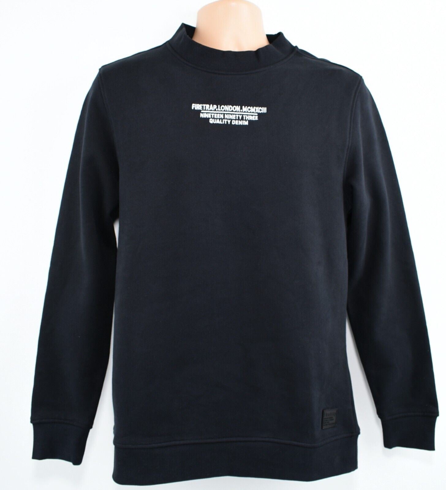 FIRETRAP Men's Crew Sweatshirt, Black, size SMALL