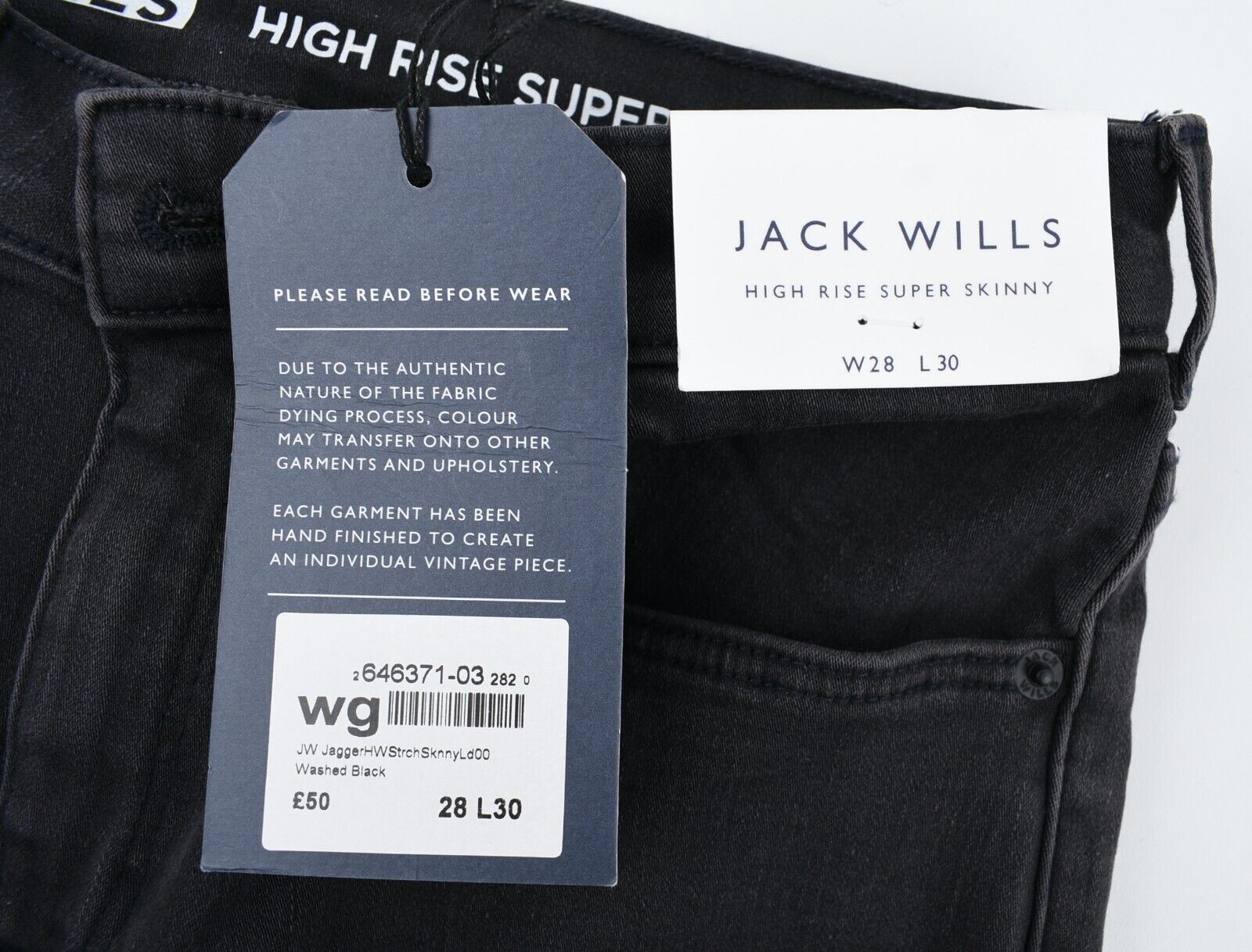 JACK WILLS Women's JAGGER High Rise Super Skinny Jeans, Black, size W28 L30