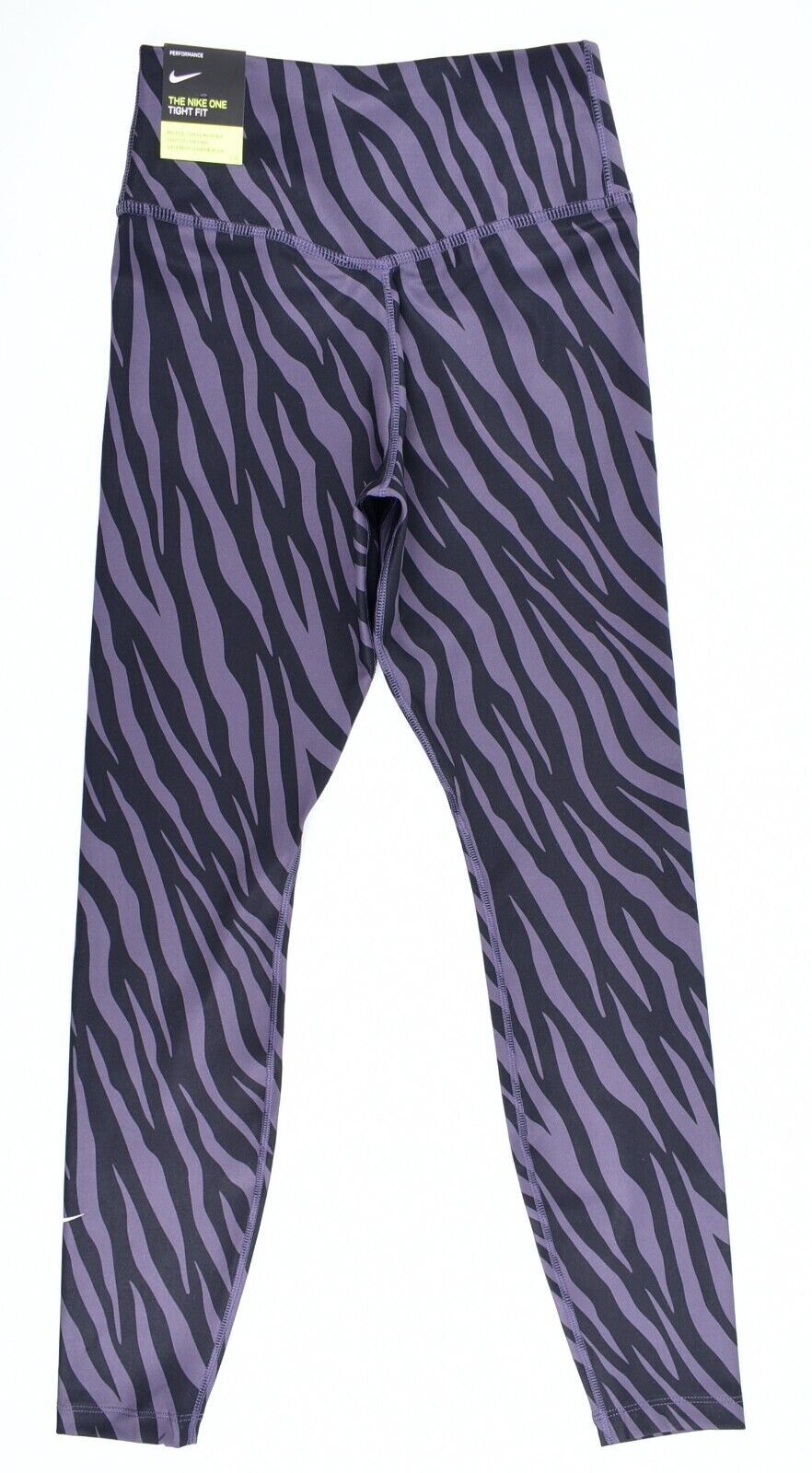 NIKE One Icon Clash Women's Zebra Print Leggings, Purple/Black, size XS /UK 8