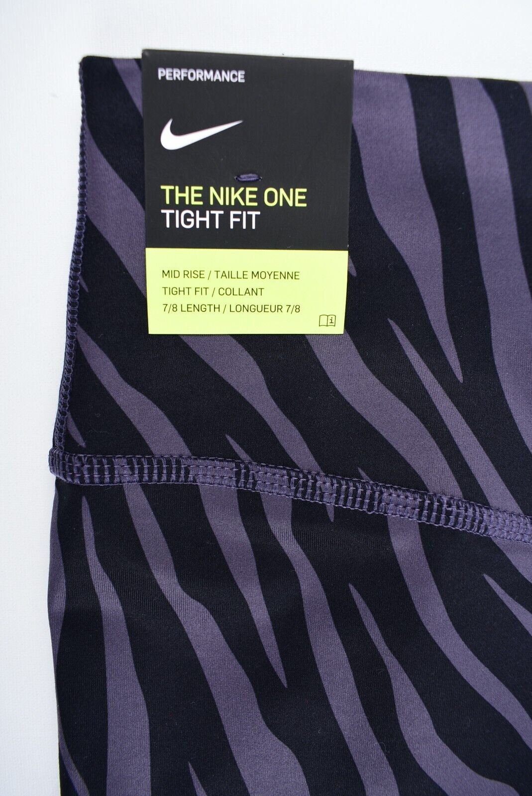 NIKE One Icon Clash Women's Zebra Print Leggings, Purple/Black, size XS /UK 8