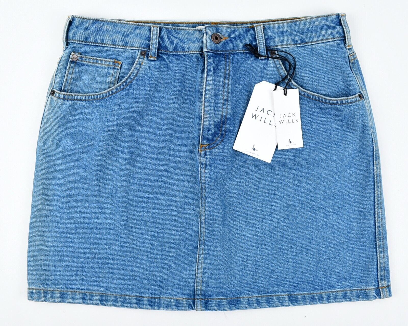 JACK WILLS Women's ROXY Denim Mini Skirt, Blue, size UK 16