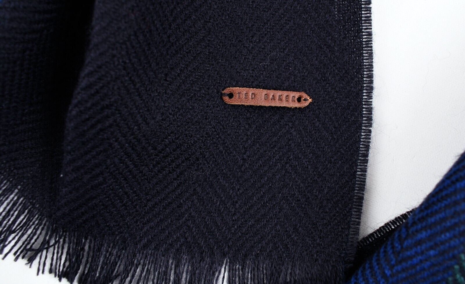 TED BAKER Men's MONTEGU Heringbone Stripe Scarf, Blue/Multicoloured