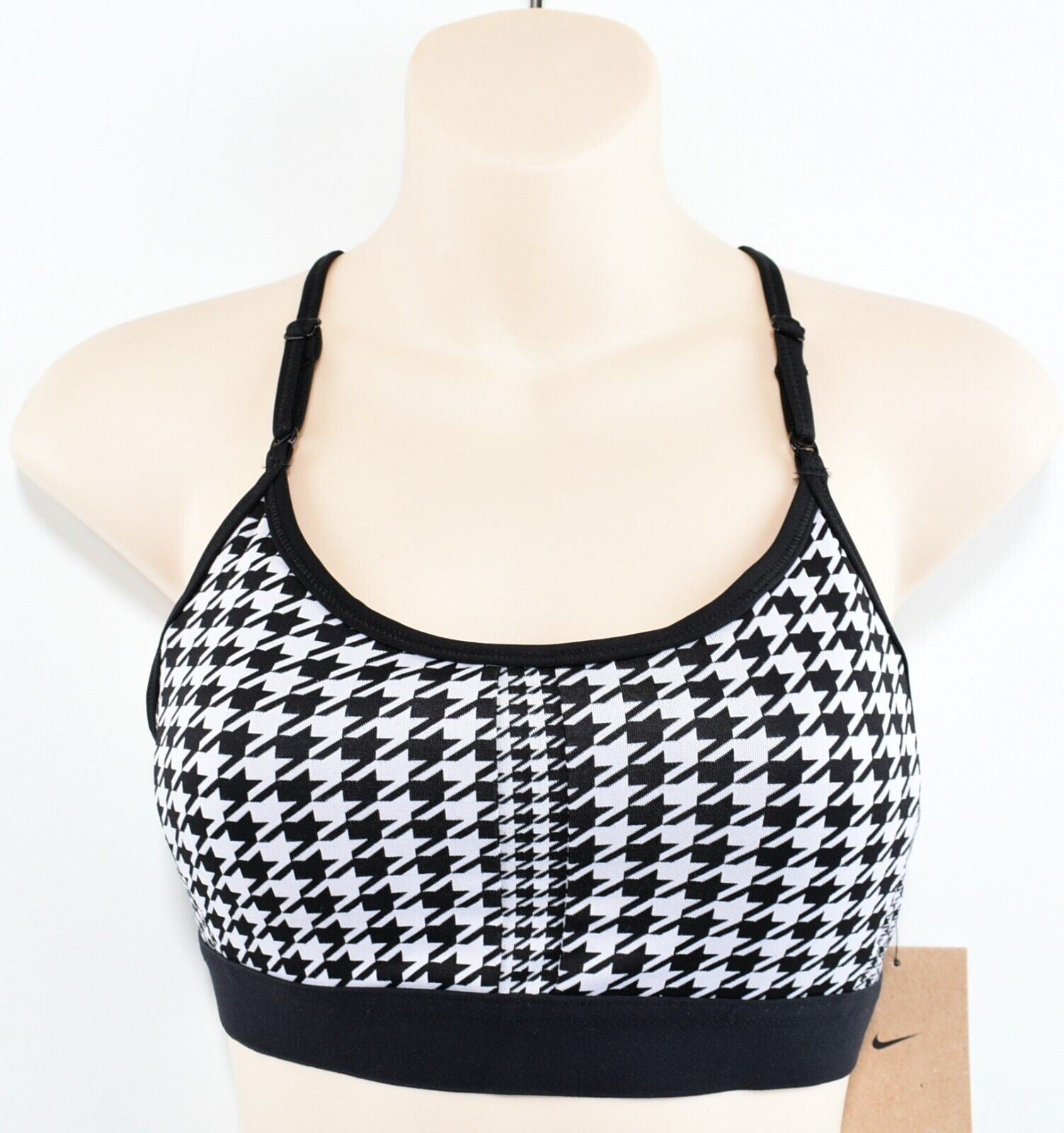 NIKE Women's ICON CLASH Women's Sports Bra, Black/Houndstooth, size M /UK 12