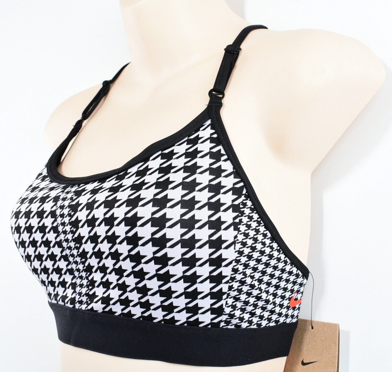 NIKE Women's ICON CLASH Women's Sports Bra, Black/Houndstooth, size M /UK 12