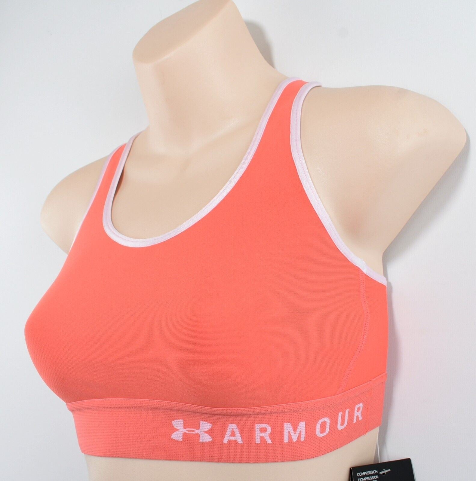 UNDER ARMOUR Women's Medium Support Keyhole Back Sports Bra, Coral, size XS