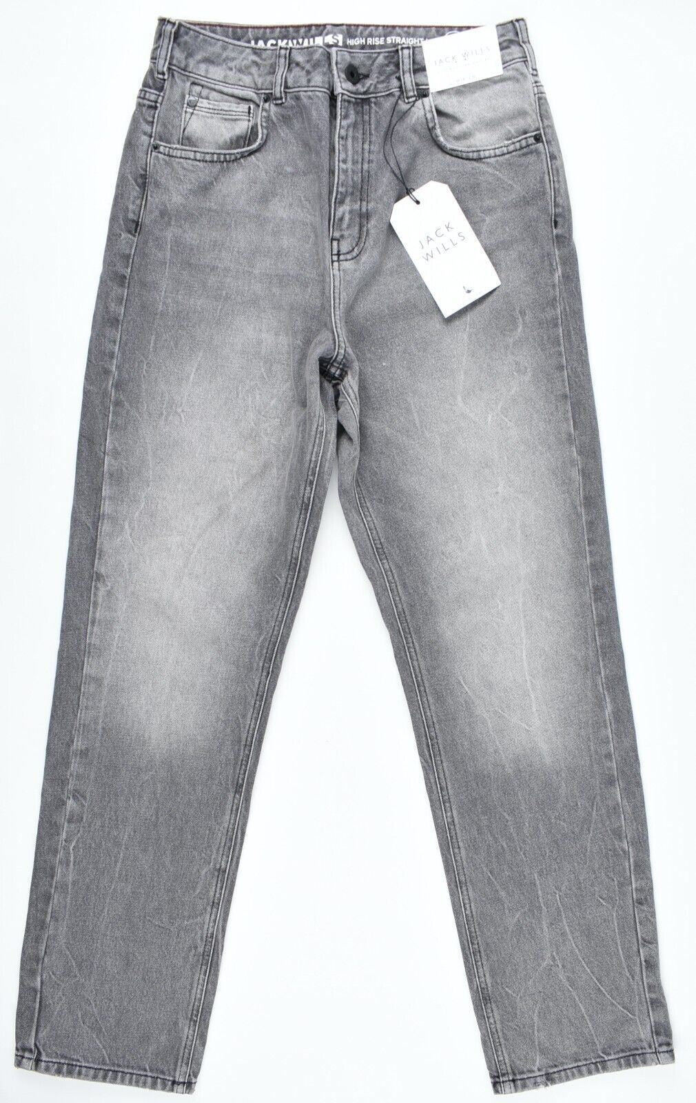 JACK WILLS Women's MADDISON High Rise Straight Leg Jeans, Grey, size W28 R