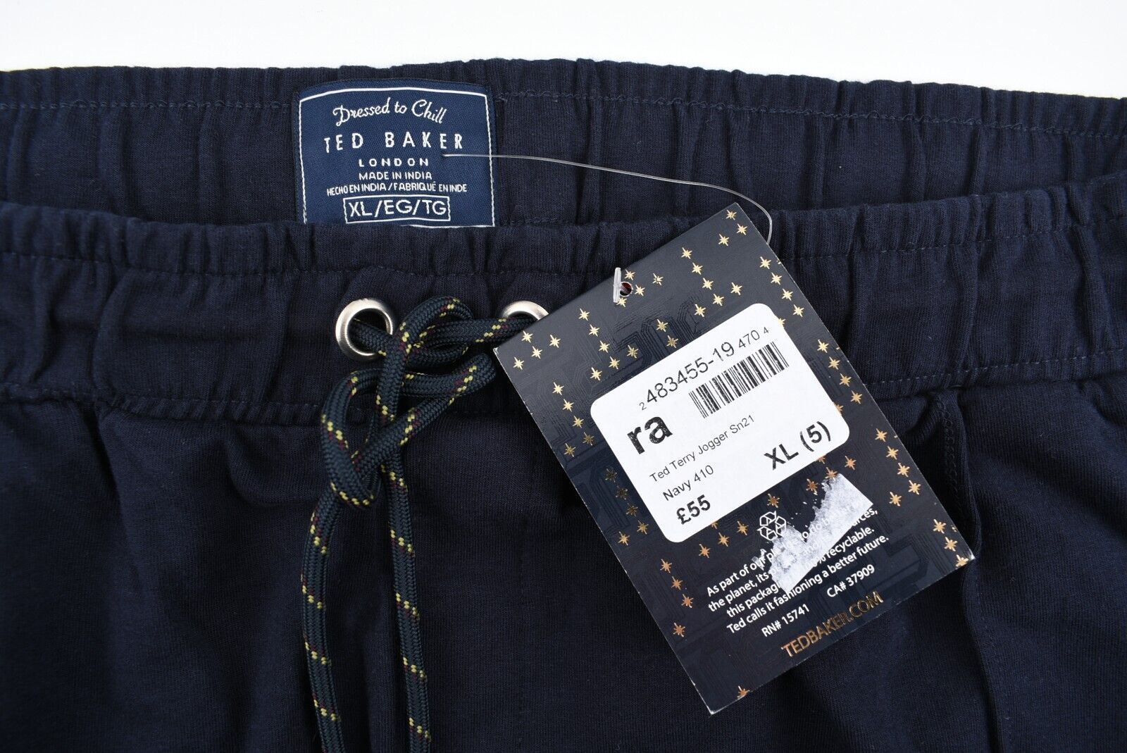 TED BAKER Men's French Terry Joggers, Lounging Pants, Navy Blue, Ted size 5 /XL