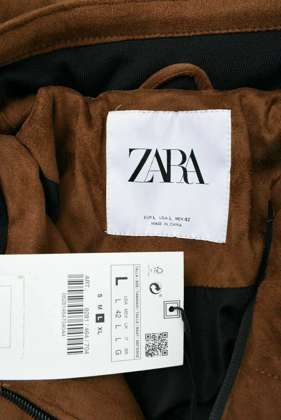 ZARA Men’s Brown Brushed Fabric Quilted Padded Jacket, size L