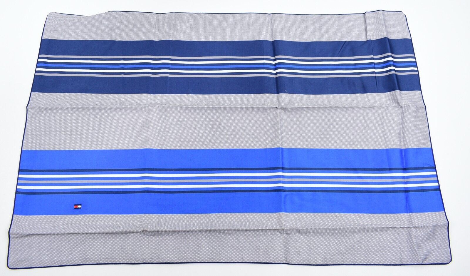 TOMMY HILFIGER Bedding: 1x Combed Cotton Pillowcase, Blue/Grey Striped