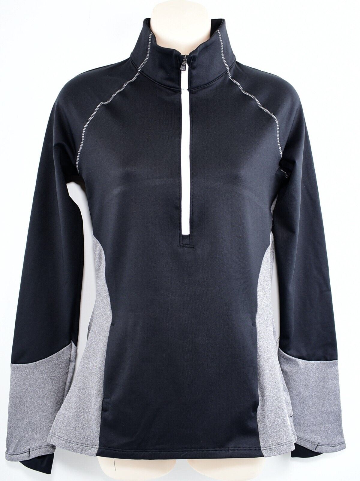 UNDER ARMOUR UA COZY Women's 1/2 Zip Long Sleeve Top, Black/Grey, size XS /UK 8