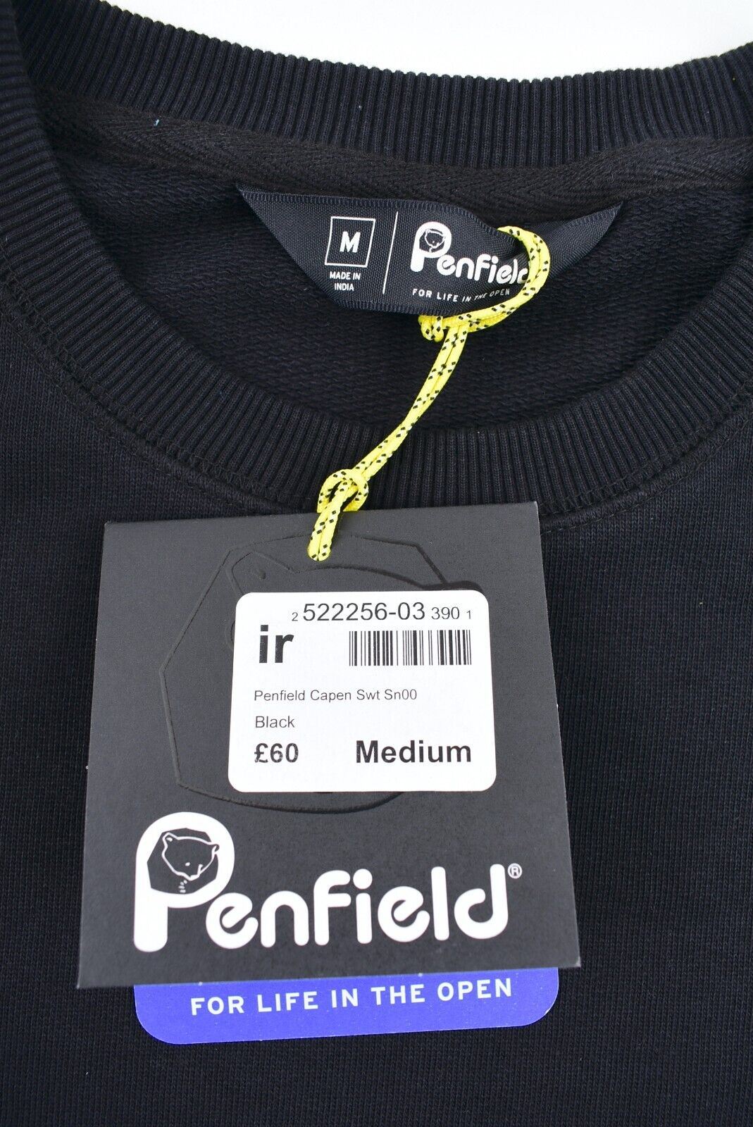 PENFIELD Men's CAPEN Crew Neck Sweatshirt, 100% Cotton, Black, size MEDIUM