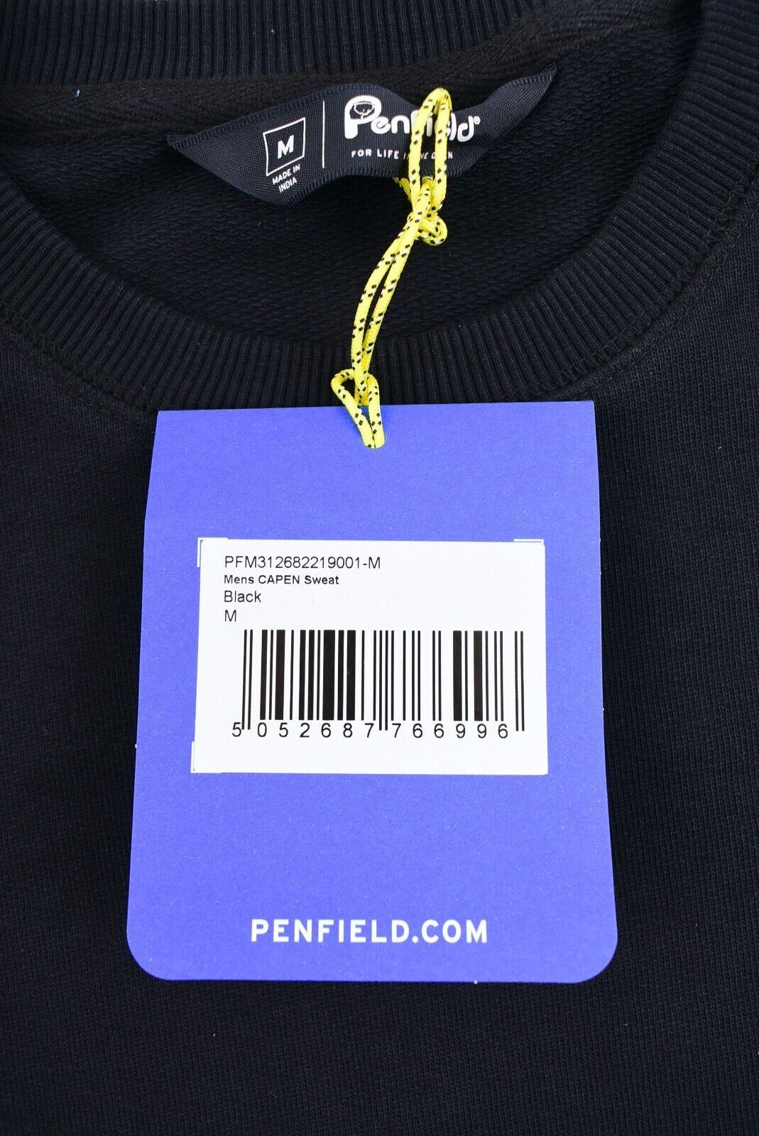 PENFIELD Men's CAPEN Crew Neck Sweatshirt, 100% Cotton, Black, size MEDIUM