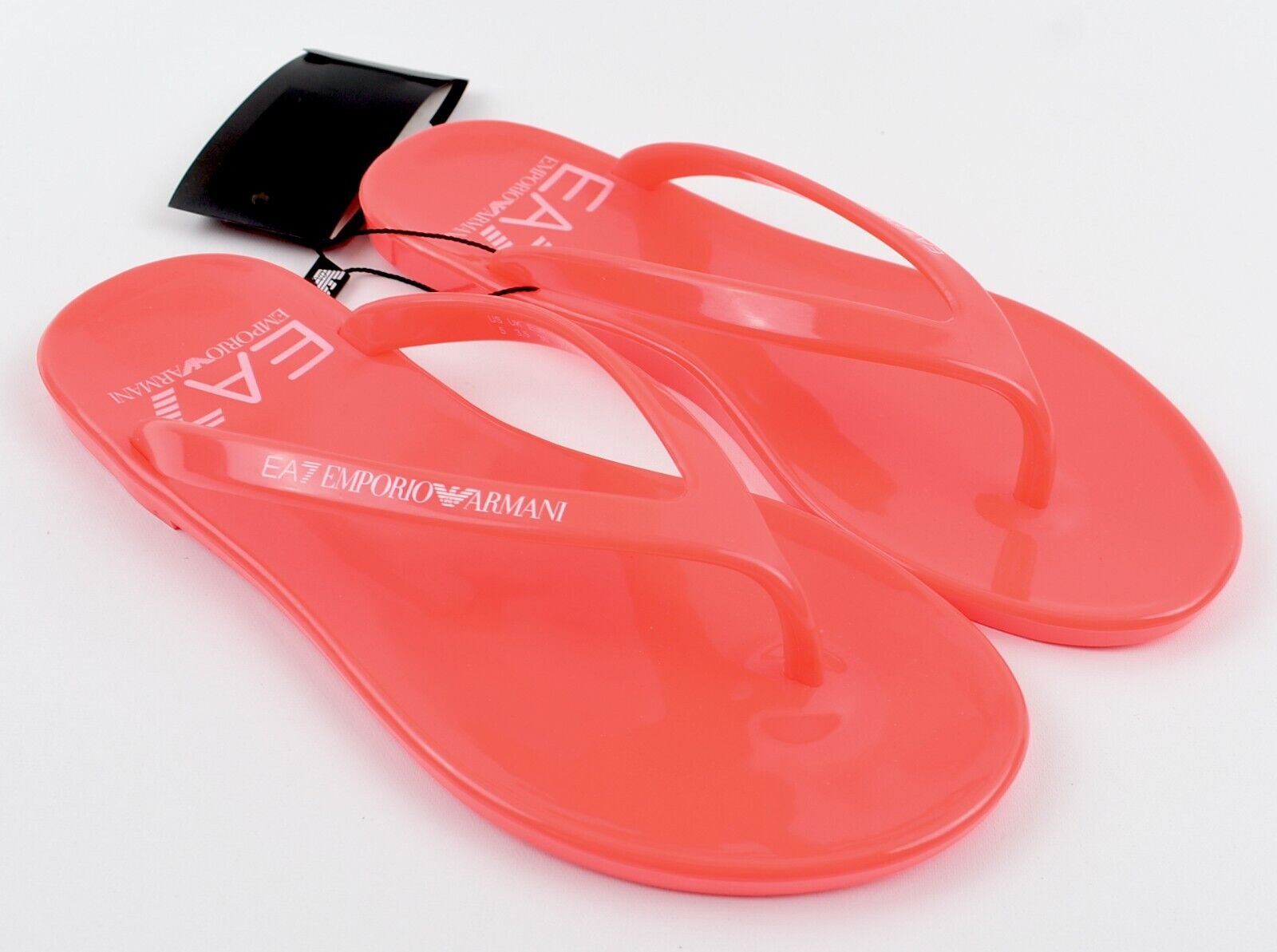 EA7 EMPORIO ARMANI Women's SEAWORLD Jelly Flip Flops, Fluo Coral, size UK 3.5