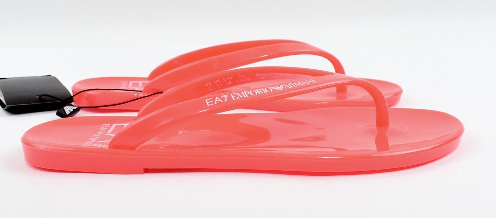 EA7 EMPORIO ARMANI Women's SEAWORLD Jelly Flip Flops, Fluo Coral, size UK 3.5