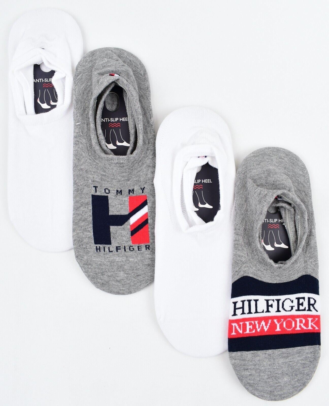 TOMMY HILFIGER Men's 4-pack Footie No Show Socks, 70% Cotton, size UK 9-11