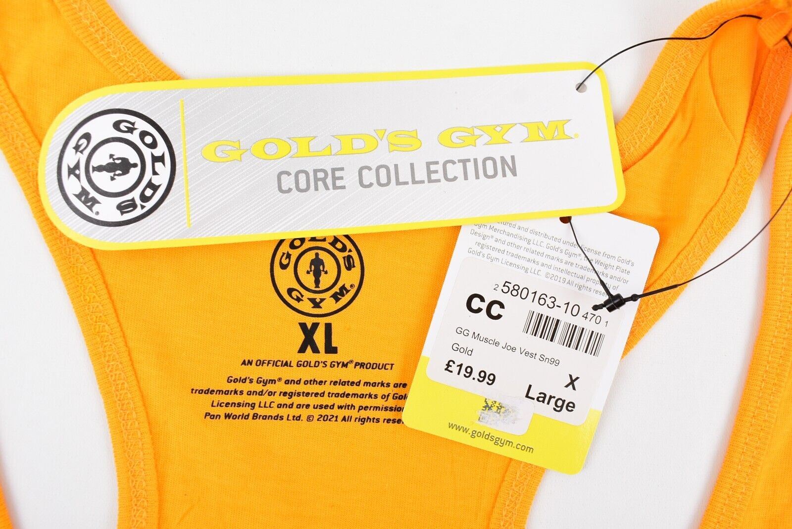 GOLD'S GYM Core Collection Men's MUSCLE JOE Vest Top, Gold Yellow, size XL