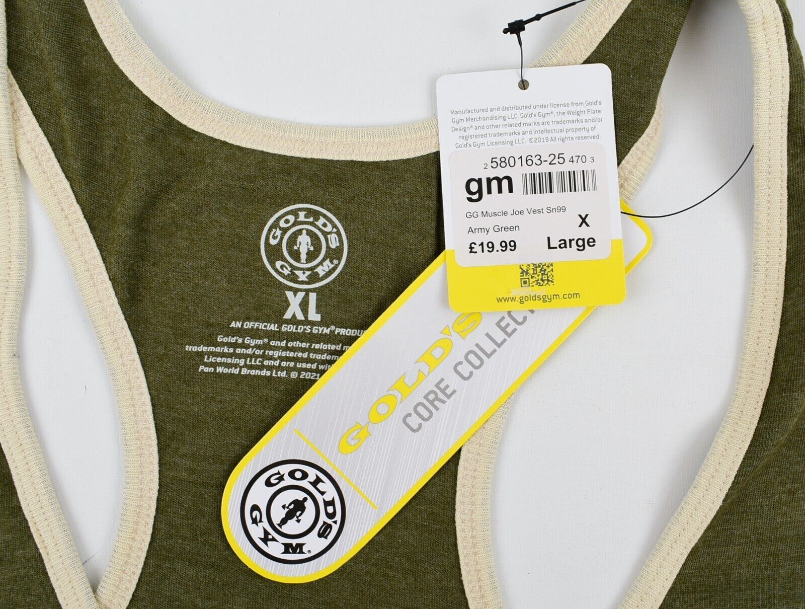 GOLD'S GYM Core Collection Men's MUSCLE JOE Vest Top, Army Green, size XL