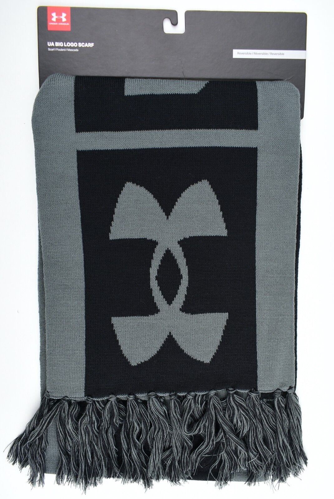 UNDER ARMOUR Big Logo Reversible Knitted Scarf, Black/Grey, Unisex