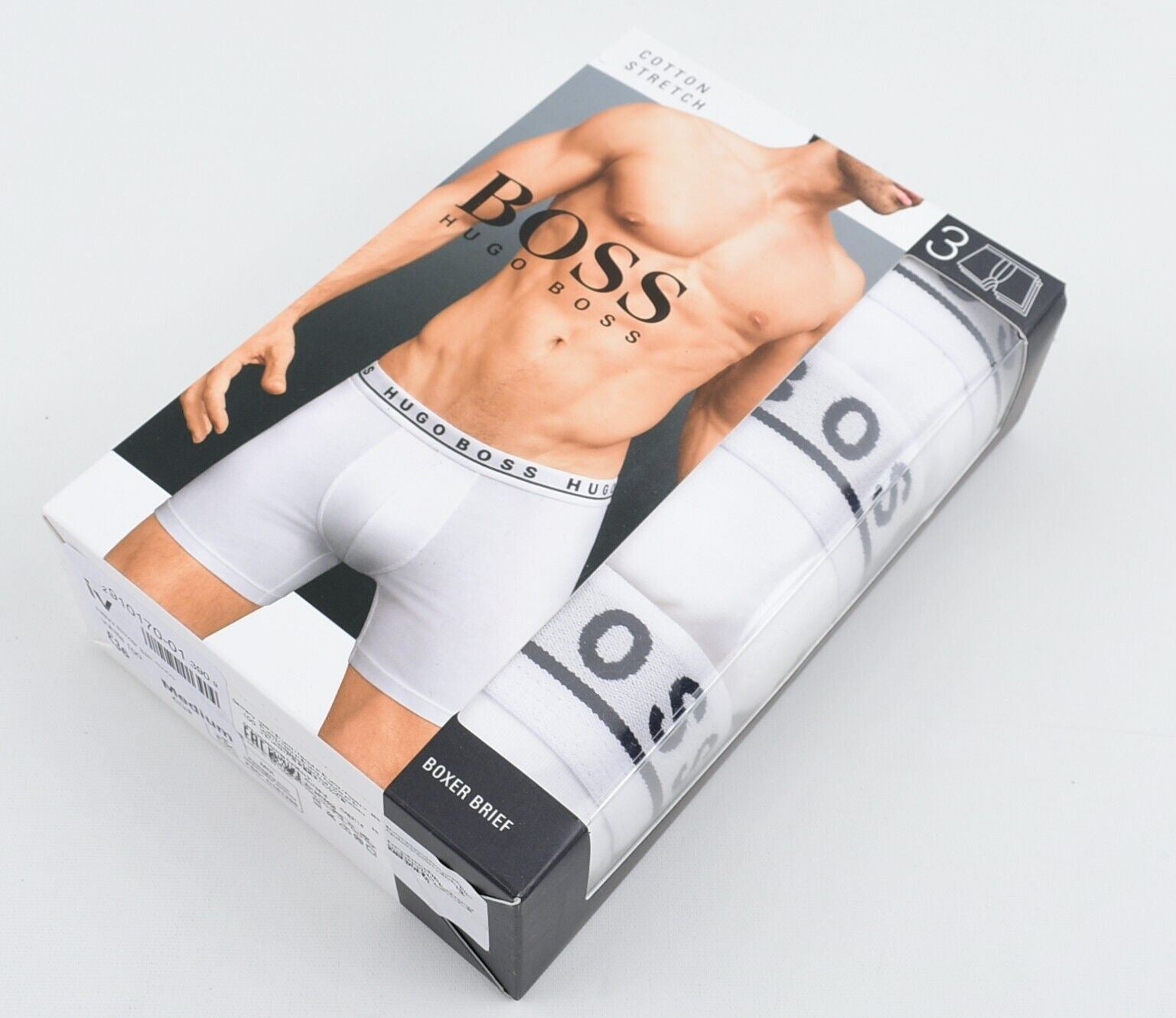 HUGO BOSS Underwear: Men's 3-pk Boxer Briefs, White, size MEDIUM