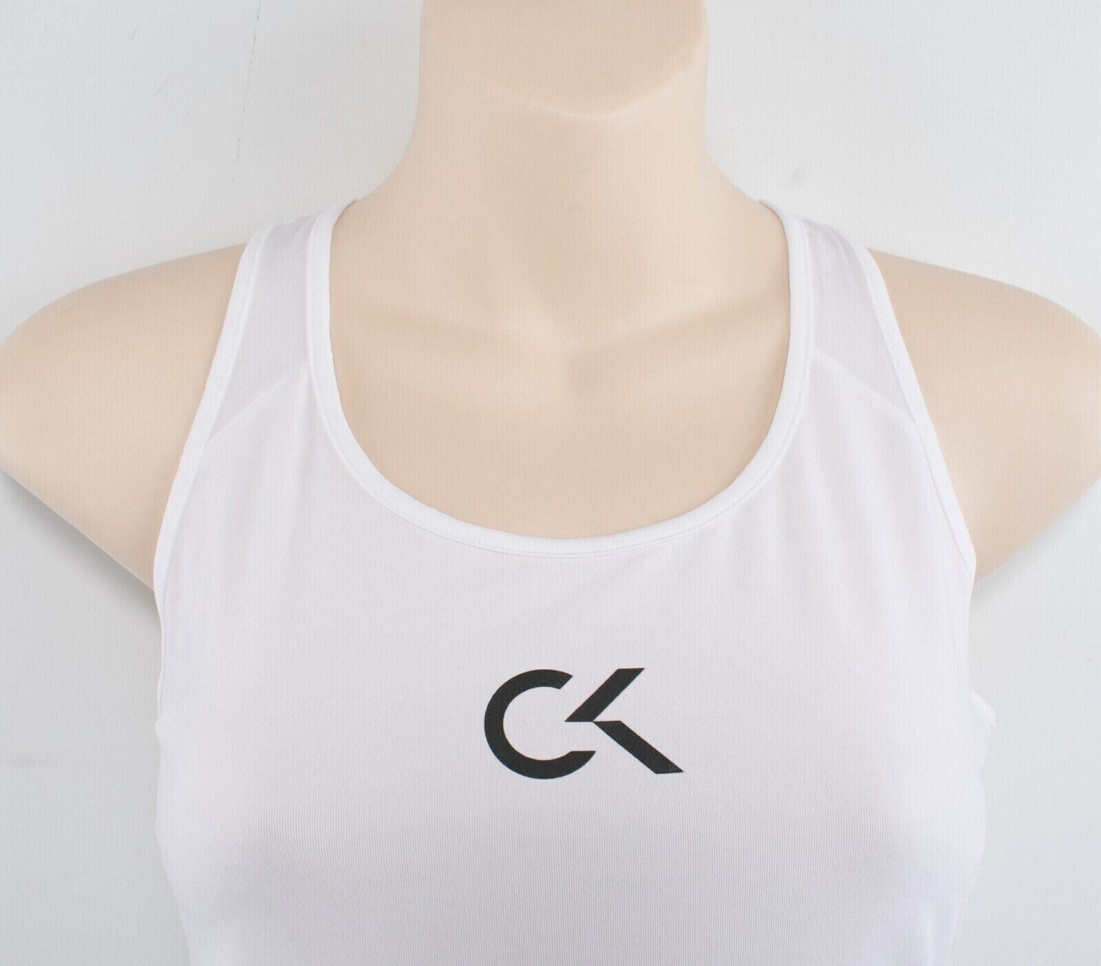 CALVIN KLEIN Performance: Women's Logo Tank Top, White, size L/UK 12