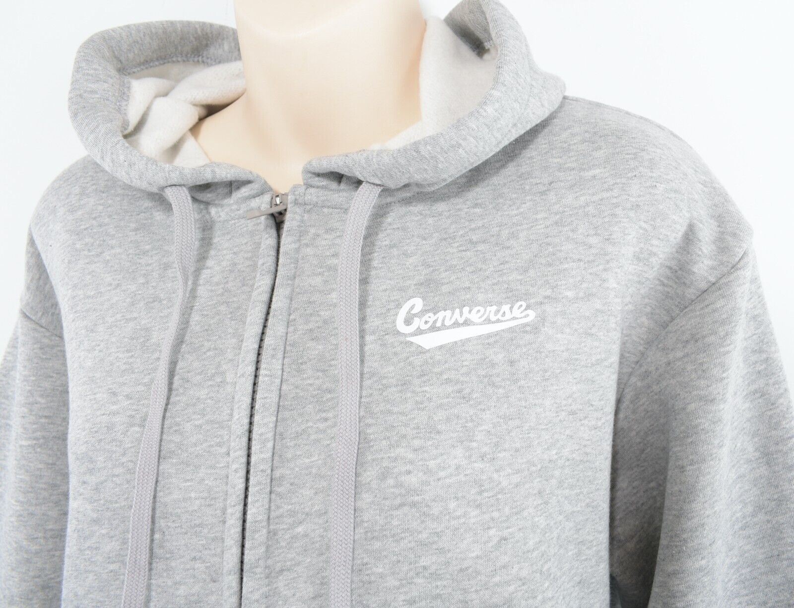 CONVERSE Women's NOVA Zip Hoodie Jacket, Grey Heather, size S (UK 10)