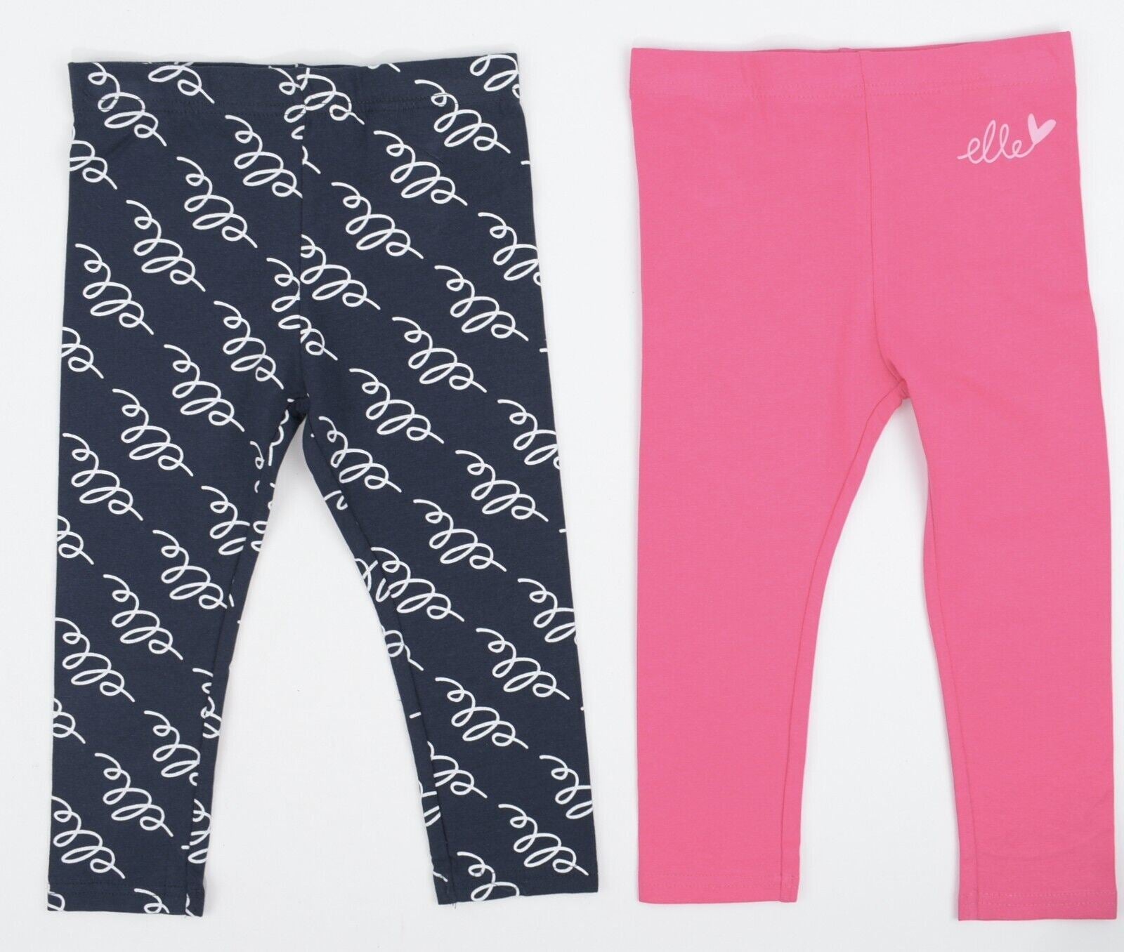 ELLE Girls' Toddler's 2-pack Cotton Leggings, Pink/Blue, size 36 months