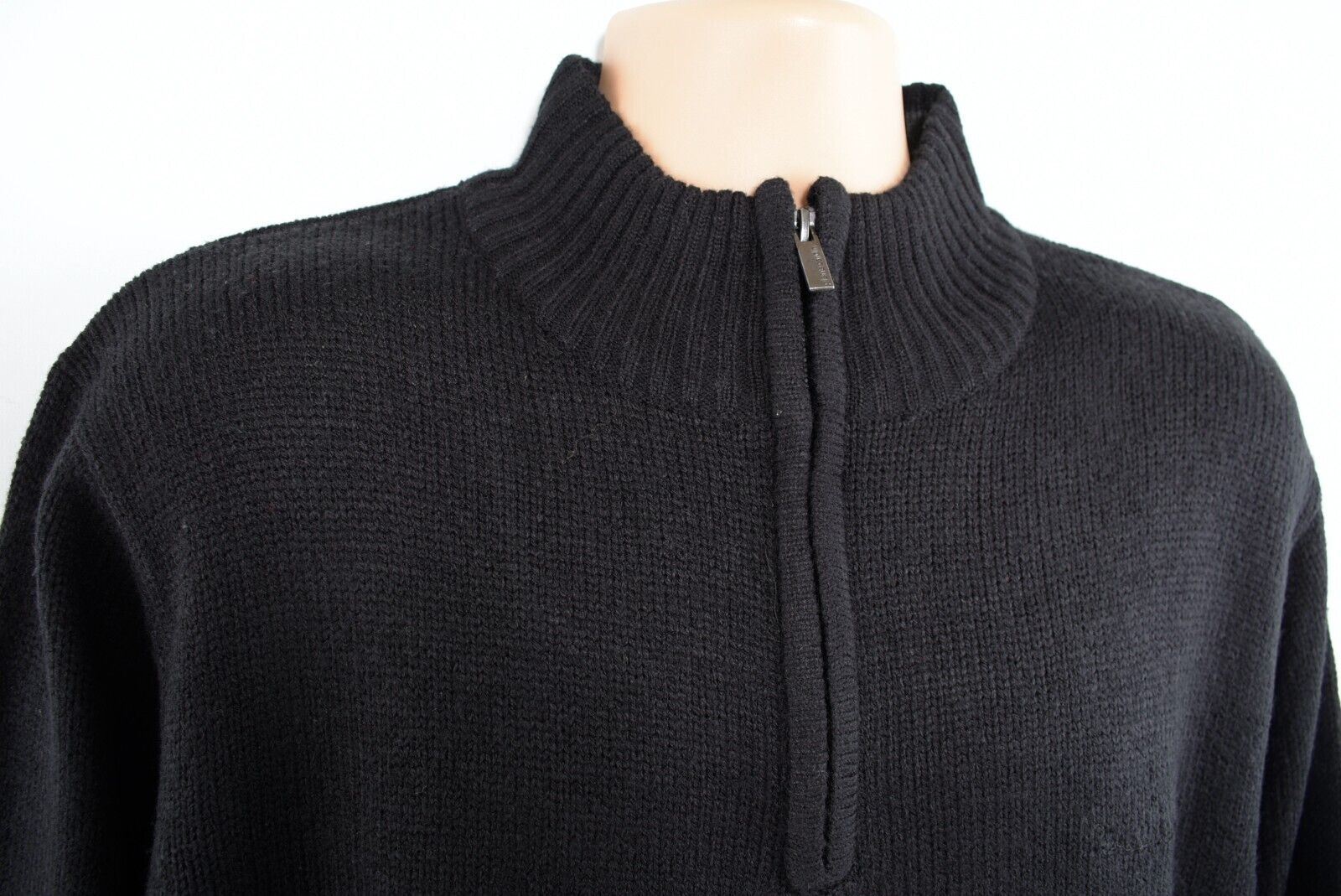 PIERRE CARDIN Men's 1/4 Zip Neck Knit Jumper / Pullover, Black, size XL