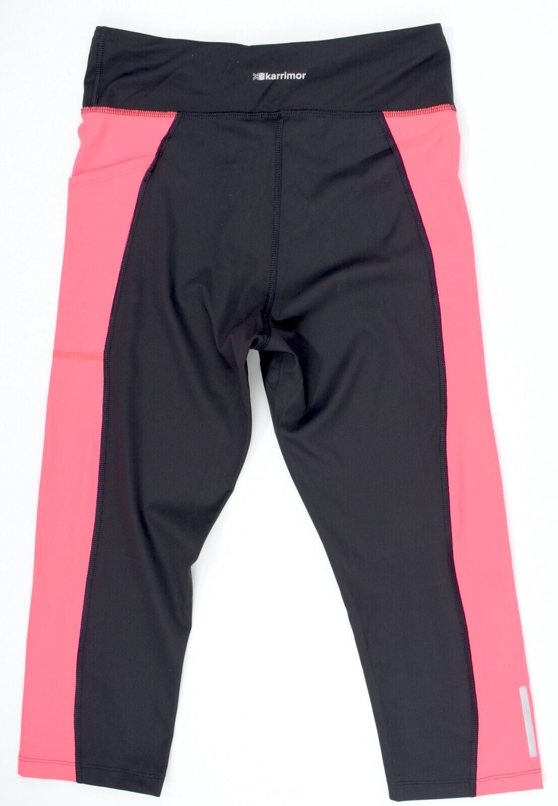 KARRIMOR Womens Running Capri Leggings, Black/Fluo Pink, size XL /UK 16