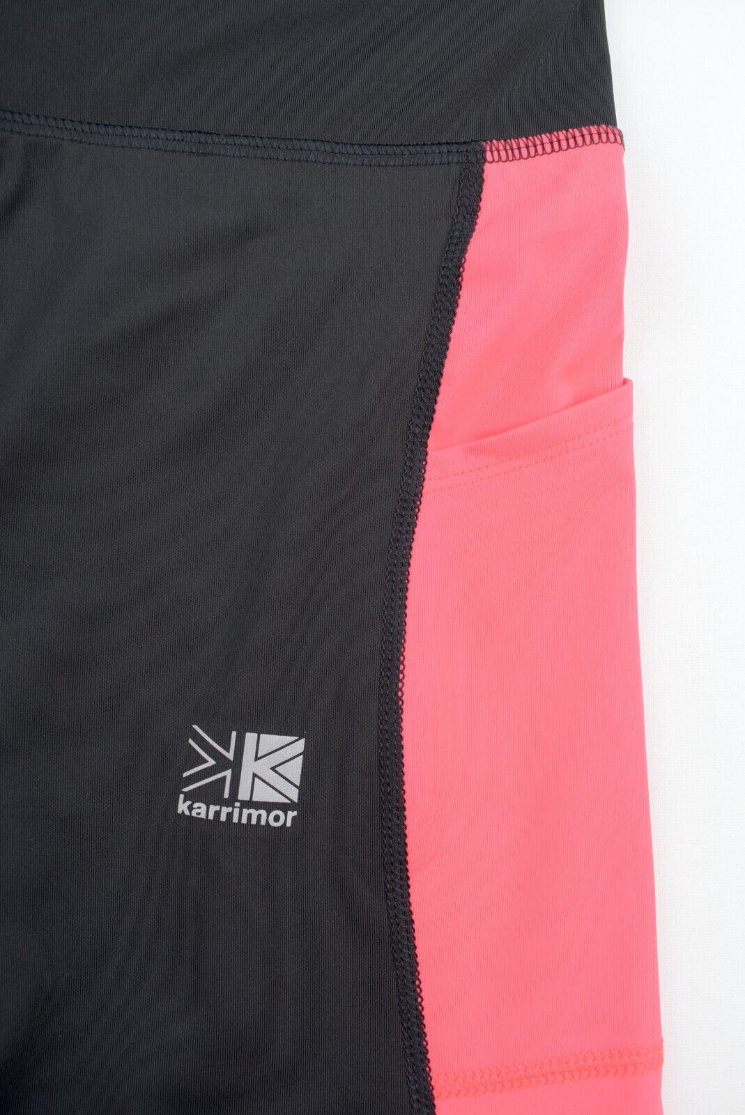 KARRIMOR Womens Running Capri Leggings, Black/Fluo Pink, size XL /UK 16