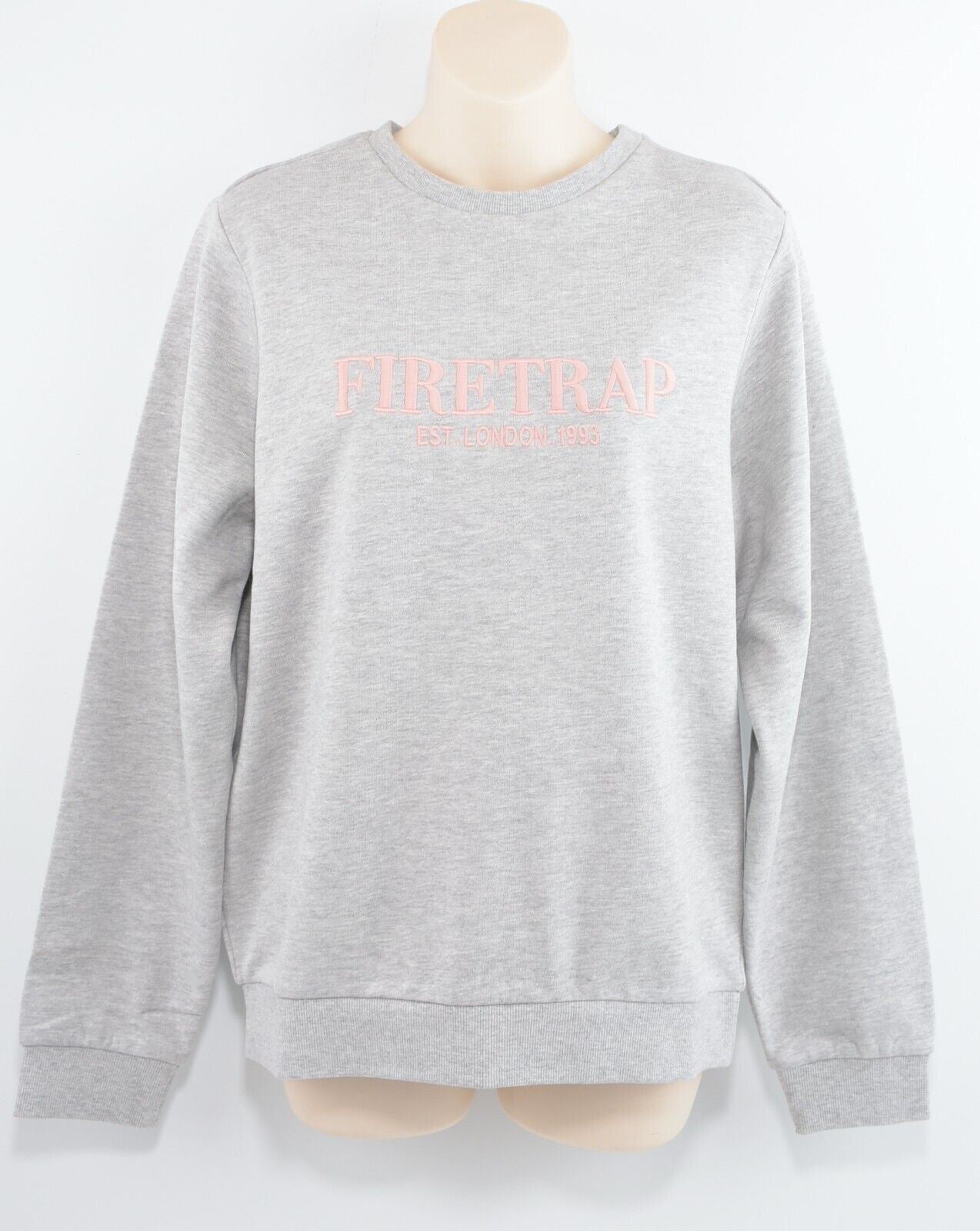 FIRETRAP Womens Crew Neck Sweatshirt, Grey Marl, size S /UK 10