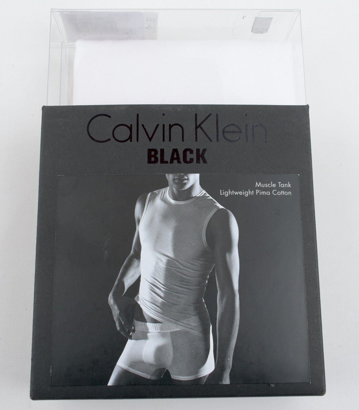 CALVIN KLEIN BLACK Men's Pima Cotton Muscle Tank Top, White, size S - BOXED