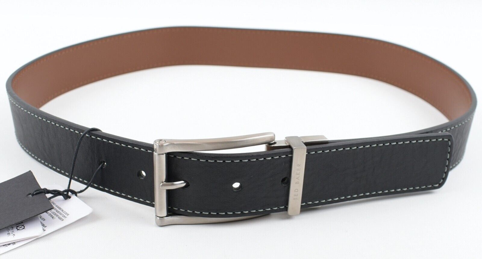 TED BAKER Mens PECKAM Genuine Leather Reversible Belt, Black/Brown size 32