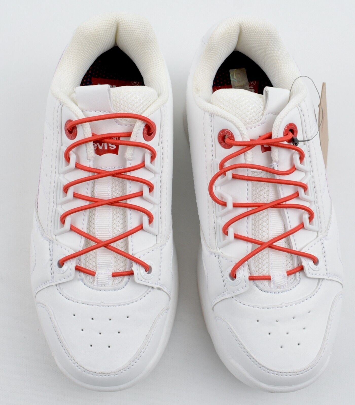 LEVI'S Kids Girls SOHO Trainers, White with Red Laces, size UK 1 / EU 33