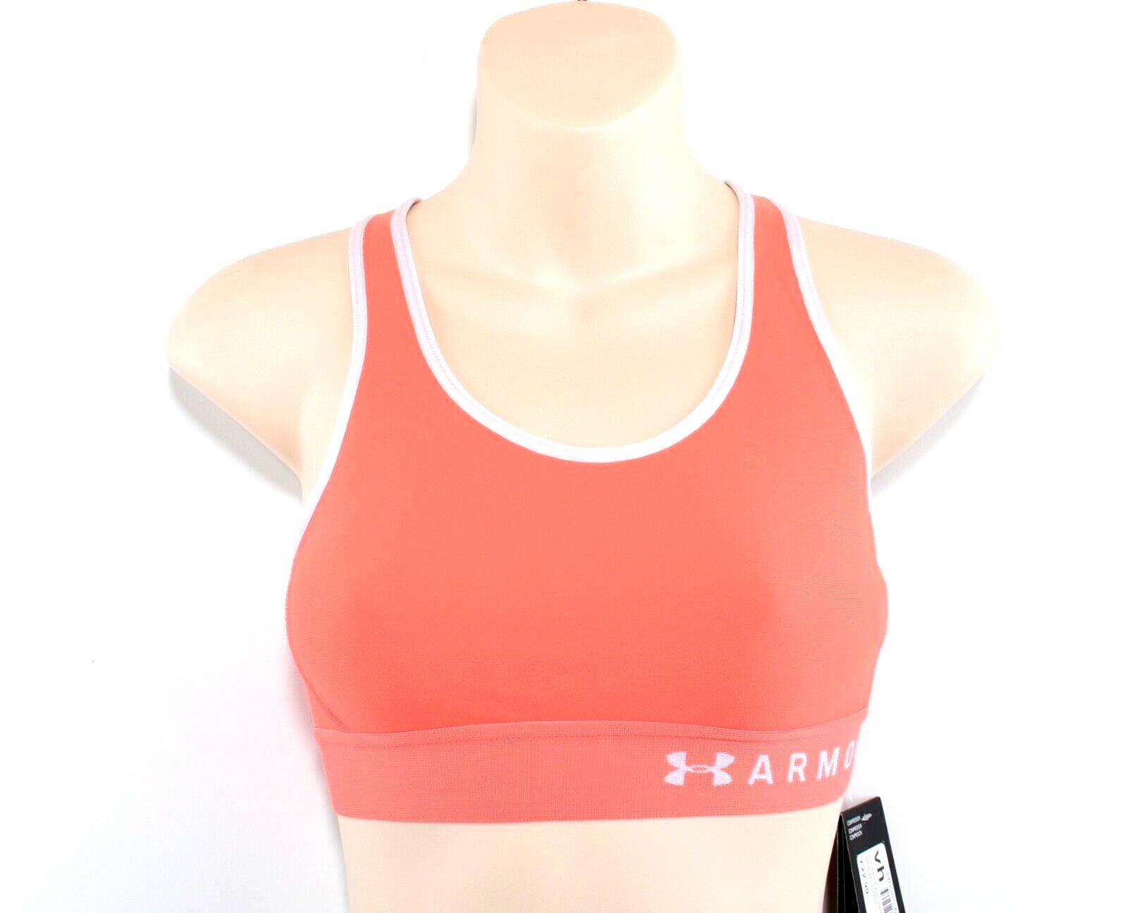 UNDER ARMOUR Women's Medium Support Keyhole Back Sports Bra, Coral, size S