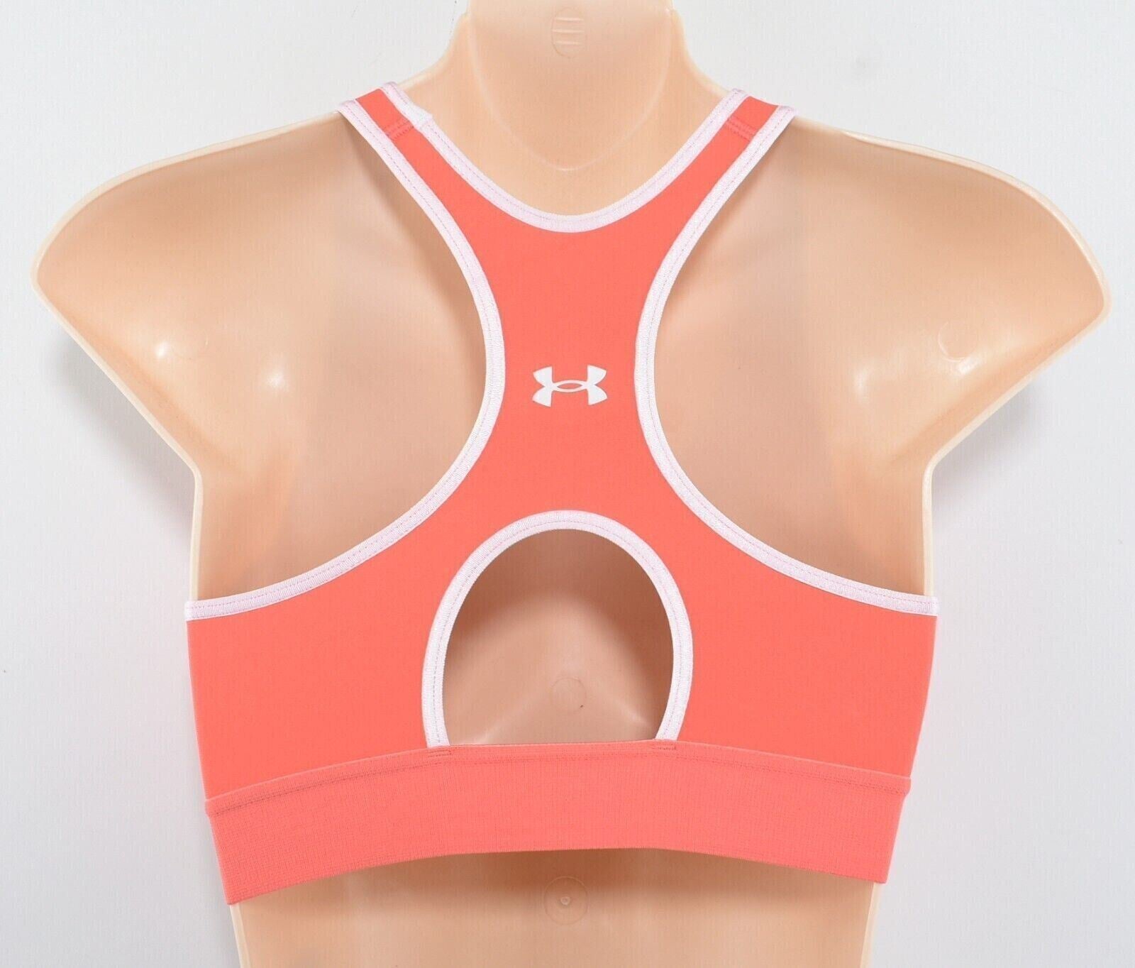 UNDER ARMOUR Women's Medium Support Keyhole Back Sports Bra, Coral, size S