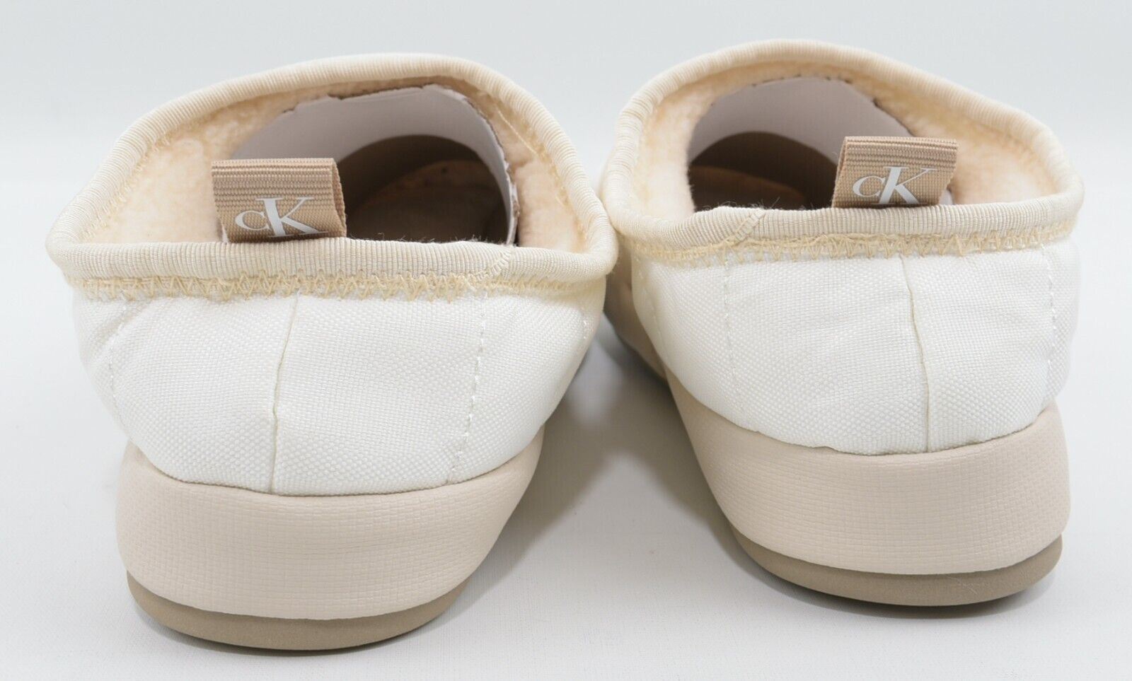 CALVIN KLEIN JEANS Womens Slippers with Warm Lining, Cream, size UK 4 / EU 37