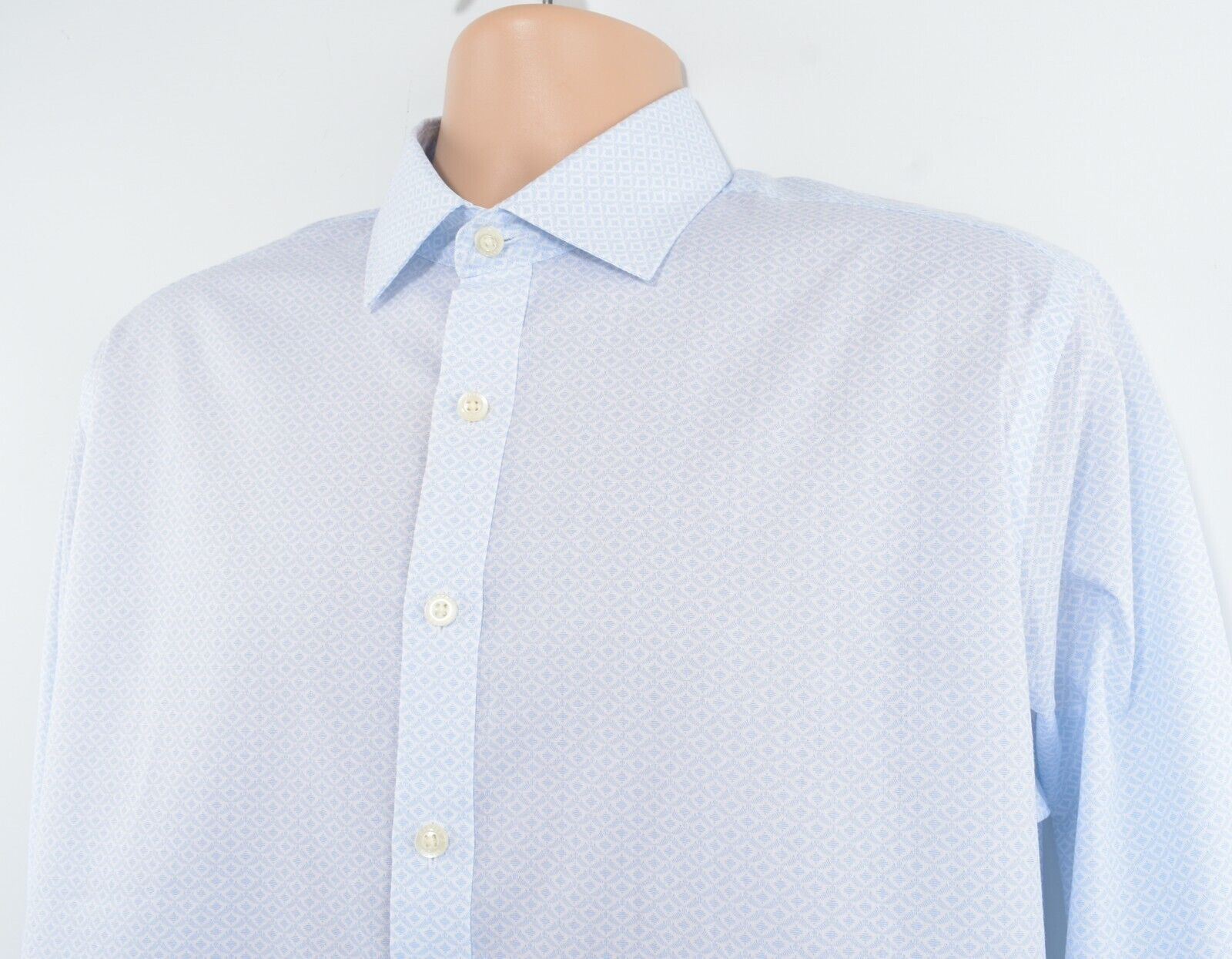 WEST END by SIMON CARTER Mens Shirt, Blue/Diamond Print, size collar 16"