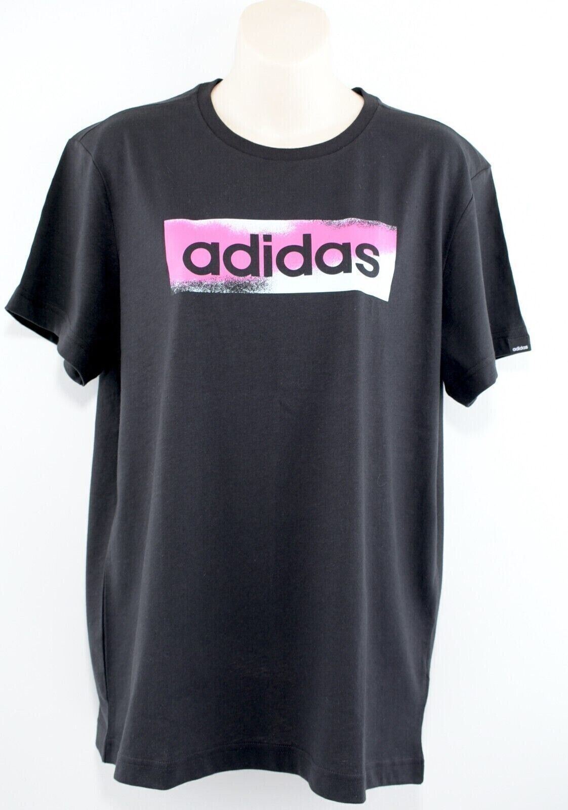 ADIDAS Womens Crew Neck Spray Logo Tee, Black, size XS (UK 4-6)